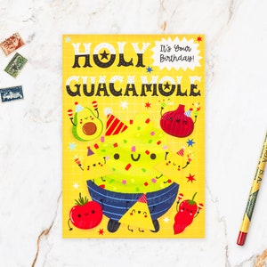 Carte postale d'anniversaire Holy Guacamole (BDY24-1), carte d'anniversaire A6 amusante faite main