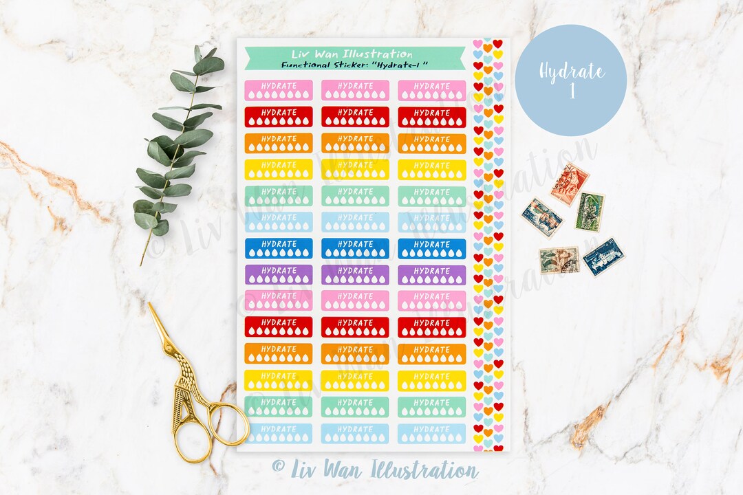 Hydrate-1 Hydrate Planner Stickers / Simpatici adesivi planner ...