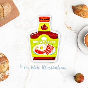 Carte postale de sauce brune - Carte postale de nourriture - Carte postale de cuisine - Illustration de nourriture - Carte postale découpée avec des matrices - Carte postale en forme - Cadeau de nourriture