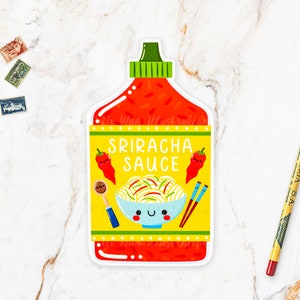 Carte postale de sauce sriracha. Carte postale amusante en forme de nourriture. Format A6 5,8 pouces