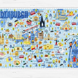 Puzzle Carte d'Édimbourg - Carte d'Édimbourg - Carte d'Édimbourg - Cadeau puzzle - Carte d'Édimbourg illustrée - Puzzle de 1000 pièces