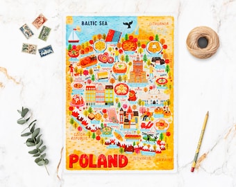 Poland Map Puzzle - Map of Poland - Poland Map - Puzzle gift - Illustrated Poland Map - 300 piece jigsaw