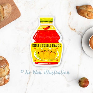 Carte postale de sauce chili douce - Carte postale de sauce chili - Carte postale de nourriture - Carte postale découpée avec des matrices - Carte postale en forme - Cadeau de nourriture