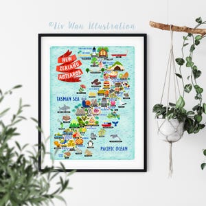 Poster carte de la Nouvelle-Zélande - carte de la Nouvelle-Zélande - carte de la Nouvelle-Zélande - cadeau Nouvelle-Zélande - oeuvre d'art mural - décoration d'intérieur - cadeau pour la maison - cadeau poster