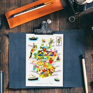 Carte postale de l'Ecosse - Carte de l'Ecosse - Carte de l'Ecosse - Carte illustrée de l'Ecosse - Cadeau de voyage - Carte postale A6