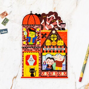 Growling Groomers Halloween Postcard HW23-4. Fun cut out Halloween postcard, A6