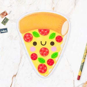 Carte postale pizza au pepperoni - carte postale pizza - carte postale nourriture - carte postale restauration rapide - carte postale nourriture kawaii - carte postale découpée, format A6