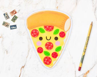 Carte postale pizza au pepperoni - carte postale pizza - carte postale nourriture - carte postale restauration rapide - carte postale nourriture kawaii - carte postale découpée, format A6