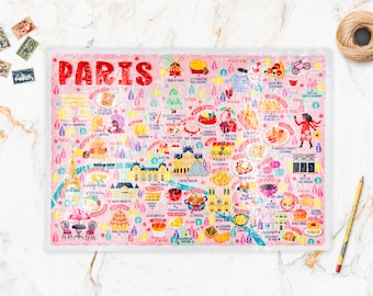 Puzzle Plan de Paris - Plan de Paris - Plan de Paris - Cadeau puzzle - Plan de Paris illustré - Puzzle de 300 pièces