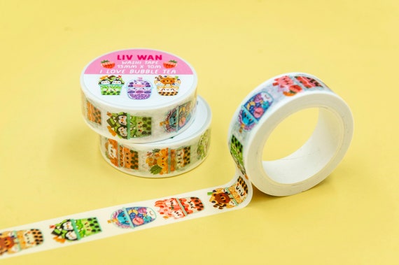 I Love Bubble Tea Washi Tape, Bubble Tea Washi Crafting Tape 