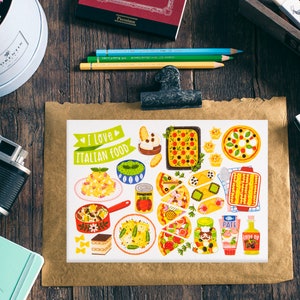 J'aime la carte postale de la cuisine italienne. Carte postale amusante de nourriture de nouveauté. 5,8 pouces de long