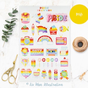 Pride Sticker sheet - Kawaii sticker sheet - Kawaii stationary - cute sticker sheet - laptop & phone case stickers