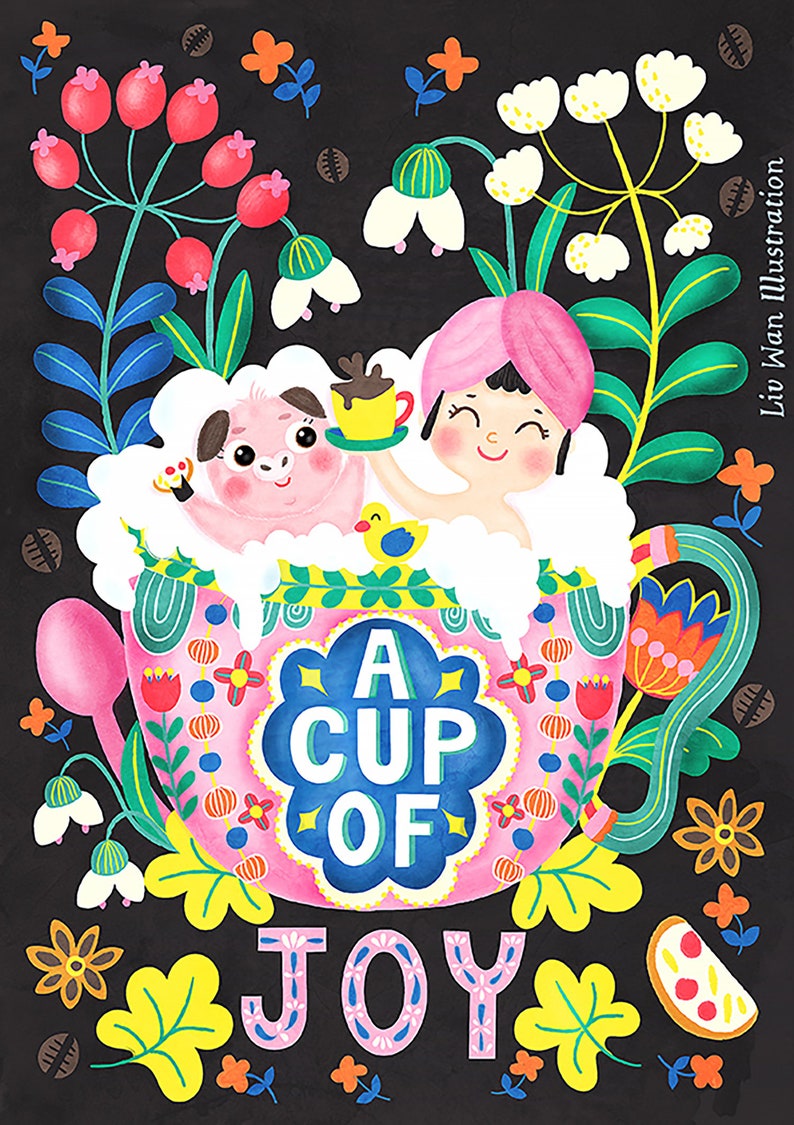 A Cup of Joy Magic Postcard. A6 Coffee Lovers Series Postcard Etsy