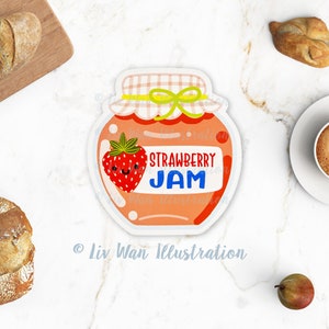 Carte postale confiture de fraises - carte postale nourriture - cadeau confiture - illustration culinaire - carte postale découpée - carte postale en forme - cadeau nourriture