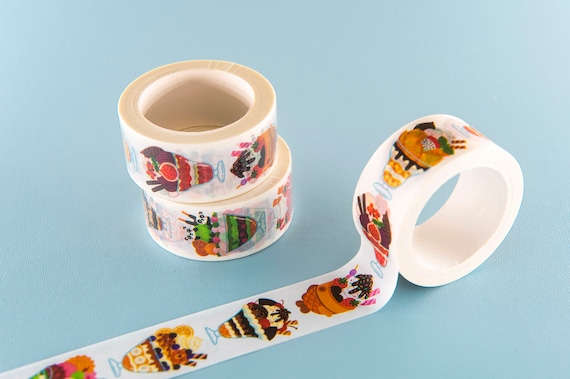 Ice Cream Sundae Washi Tape. Handmade Washi Crafting Tape 2cm X