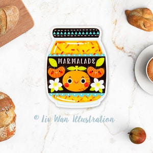Carte postale de marmelade - Carte postale de nourriture - Carte postale de cuisine - Illustration de nourriture - Carte postale découpée avec des matrices - Carte postale en forme - Cadeau de nourriture