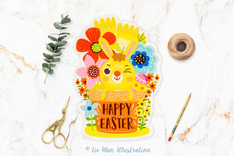 de la collection Happy Easter Bunny Cartes postales de printemps du lapin de Pâques, autocollants, autocollants de planificateur image 4