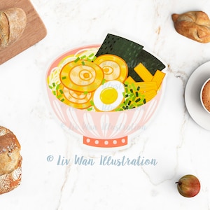 Carte postale ramen Tonkotsu - carte postale ramen - illustration de nourriture - carte postale découpée - carte postale en forme - cadeau nourriture - cadeau kawaii
