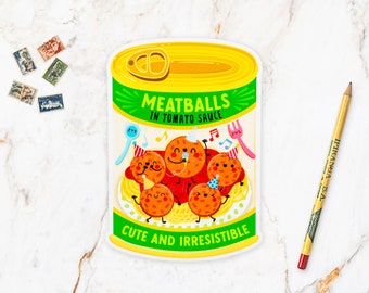 Meatballs Postcard (PTY17) - Food Postcard - Meatball gift - Food Illustration - Die Cut Postcard - Shaped Postcard - Food gift