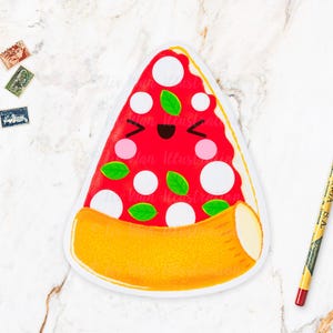 Carte postale pizza Margherita - carte postale pizza - carte postale nourriture - carte postale restauration rapide - carte postale cuisine kawaii - carte postale découpée, format A6