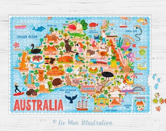 Australia Map Jigsaw Puzzle. Premium hand-made 1000 piece jigsaw puzzle