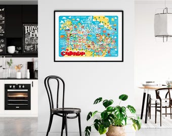 Canada Map Poster - Canada Map -  Map of Canada - Illustrated Canada Map - Wall Art - Home Decor - Home Gift - Poster Gift - Free shipping