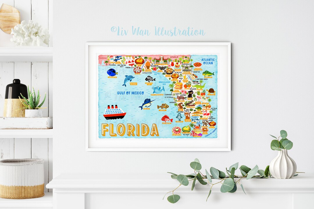 Florida Map Poster Map of Florida - Il 1080xN.5057659201 G35r 