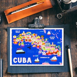 Carte postale de Cuba - carte de Cuba - carte de Cuba - carte de Cuba illustrée - cadeau de voyage - carte postale A6