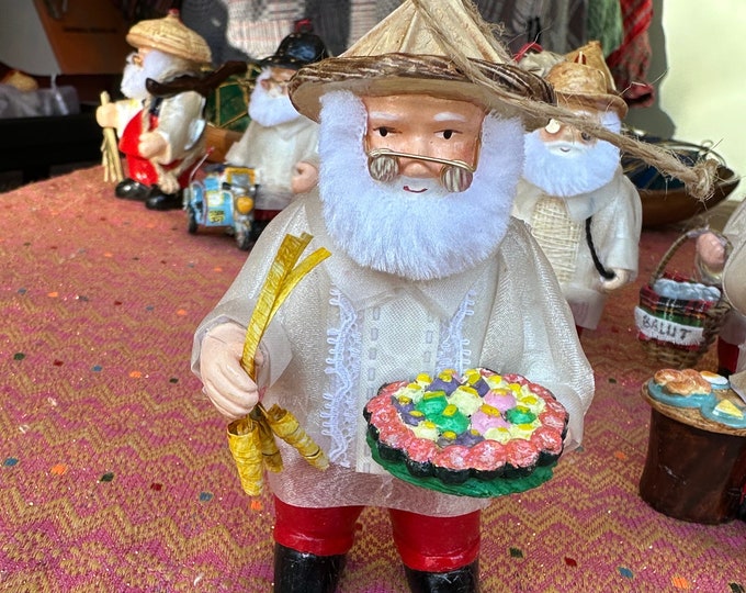 Pinoy Santa with Kakanin & Suman (sweet rice cakes) Christmas Ornament