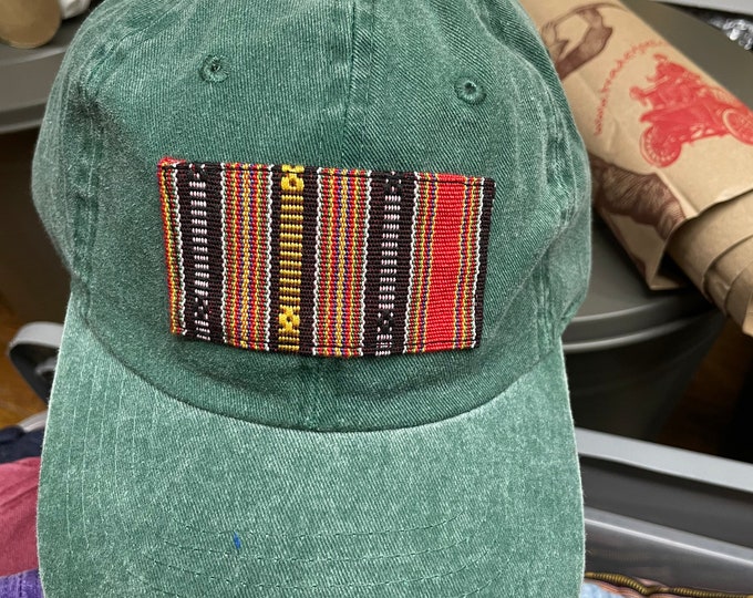 NATIBO BASEBALL CAP, green vintage-style cap, gender free, handwoven inabel textiles from the Philippines, Handmade in New York City