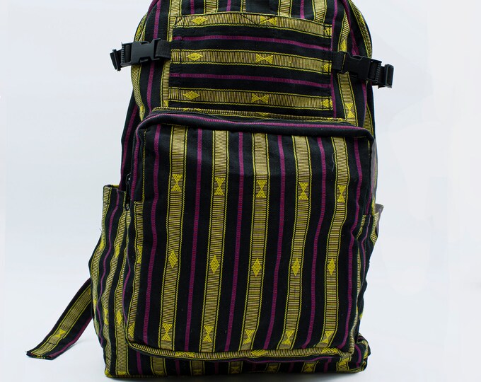 Natibo Backpack, yellow black, unisex, made with handwoven Sagada textiles from the Philippines