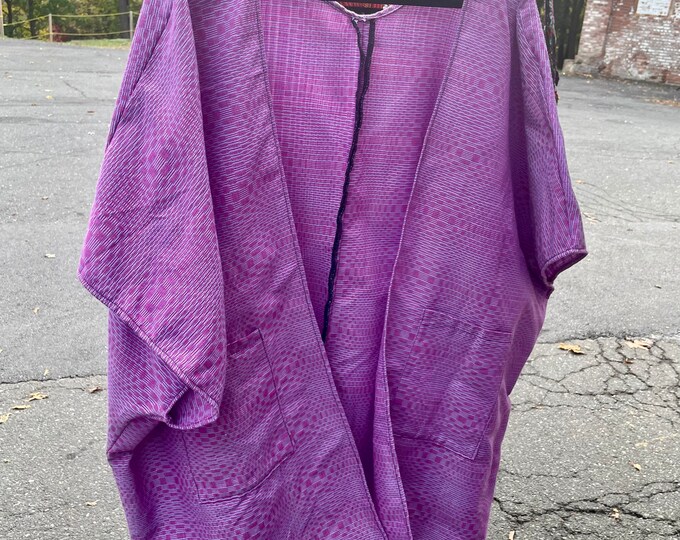 Natibo Binakol Smock Robe (Fusia Pink) One Size Fits All, handwoven fabric from the Philippines, handmade in New York City
