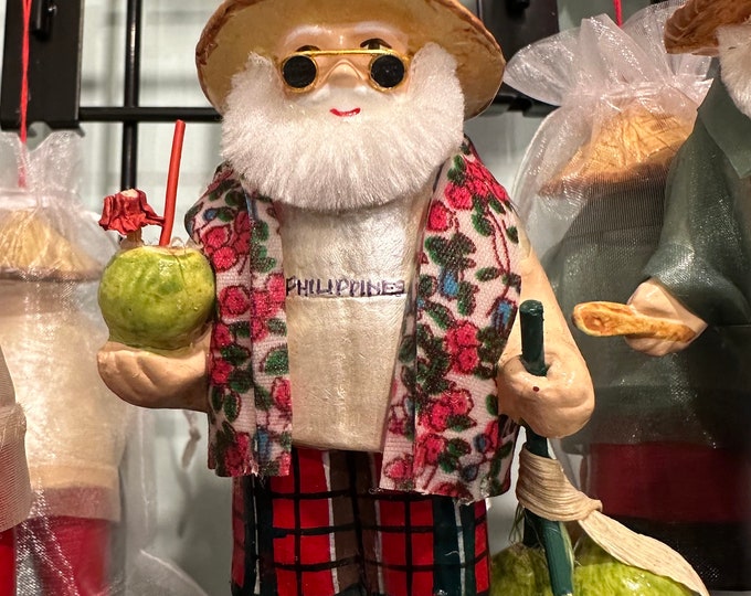 Pinoy Santa as a Buko (coconut) Vendor Christmas Ornament