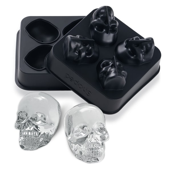 SHAPED 3D Large Skull Ice Mold Tray, Super Flexible Food Grade Silicone Round Ice Ball Maker