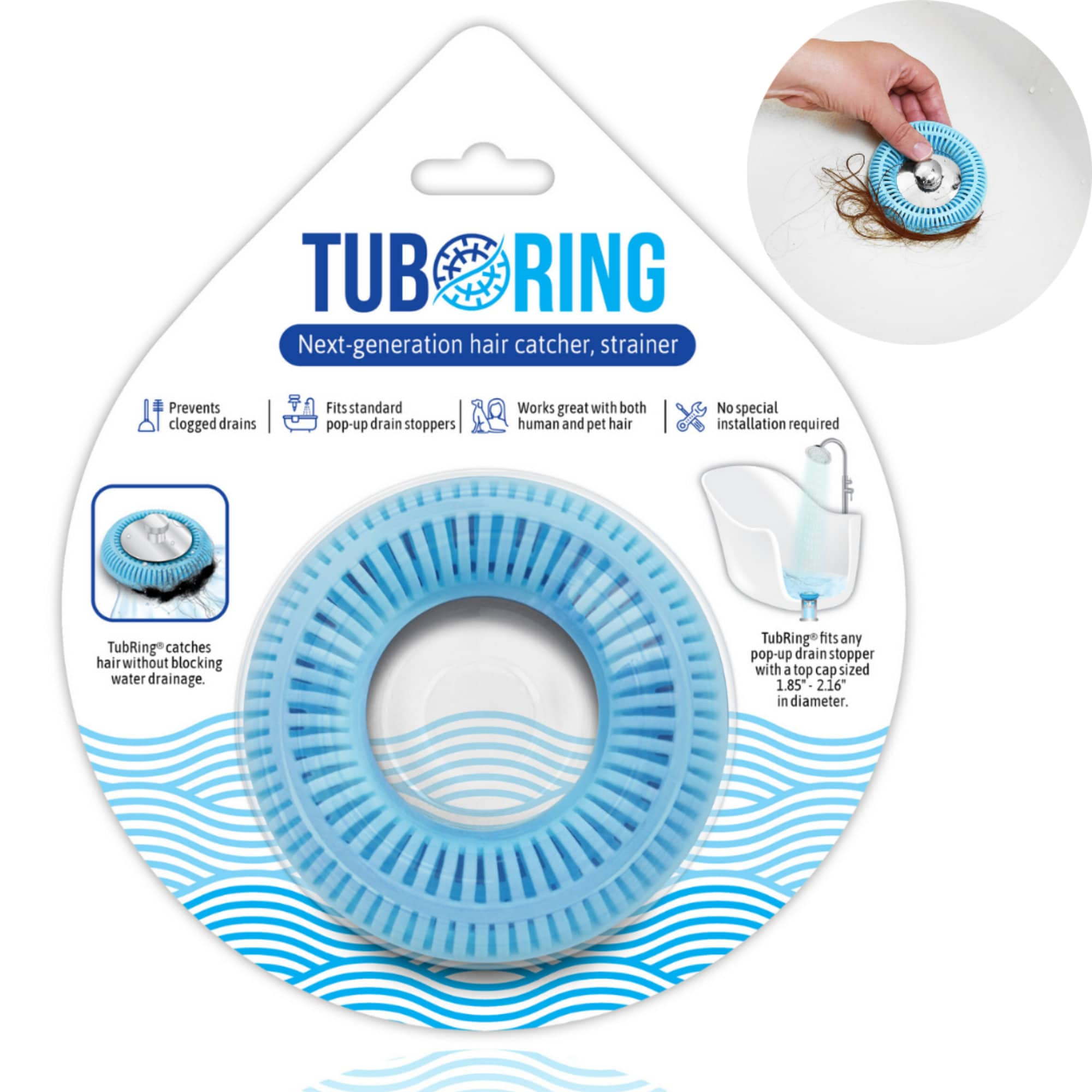 TUBRING the Ultimate Tub Drain Protector Flexible Silicone Hair