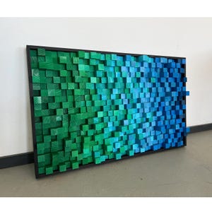 Artistic Green and Blue Professional Recording Studio Acoustic Panel Sound Diffuser Wall Art