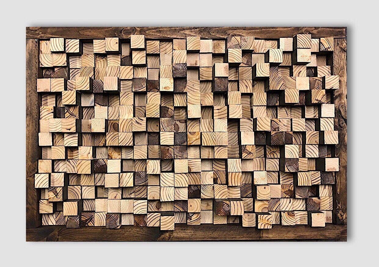 Reclaimed Wood Acoustic Panel Sound Diffuser Diffusion Natural Etsy