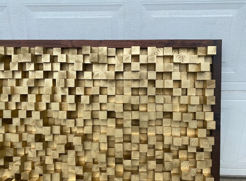 Gold Wooden Sound Diffuser, Acoustic Panel, SoundProofing, Pixel, gold art, wooden art, recording studio music theater California Redwood zdjęcie 4