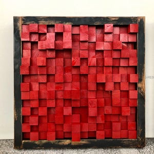 3 Distressed reclaimed wood sound diffuser acoustic panels hanging wall art Made with California Redwood image 2