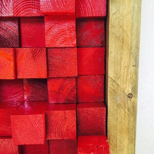 Reclaimed Wood, Sound Diffuser, Acoustic Panel, SoundProofing, Proof, Pixel, art, red wood art, 3d art, wooden art image 7