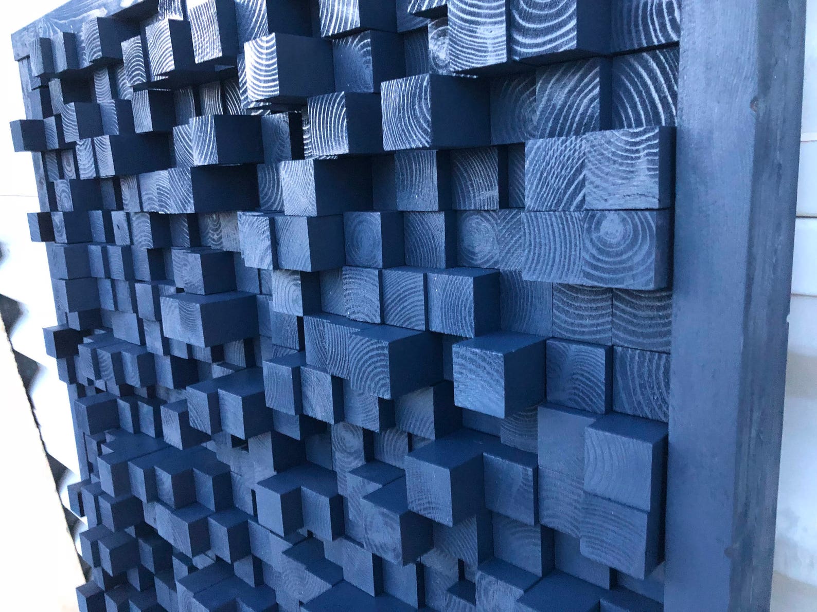 Large Wooden Art Acoustic Panel Sound Diffuser Blue Wall Etsy
