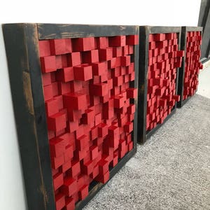 3 Distressed reclaimed wood sound diffuser acoustic panels hanging wall art Made with California Redwood image 10