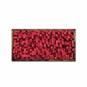 Reclaimed Wood, Sound Diffuser, Acoustic Panel, SoundProofing, Proof, Pixel, art, red wood art, 3d art, wooden art image 2