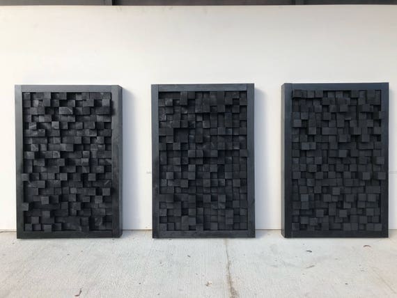 Wooden Art Sound Diffuser Black Hanging Acoustic Panel Studio | Etsy New Zealand