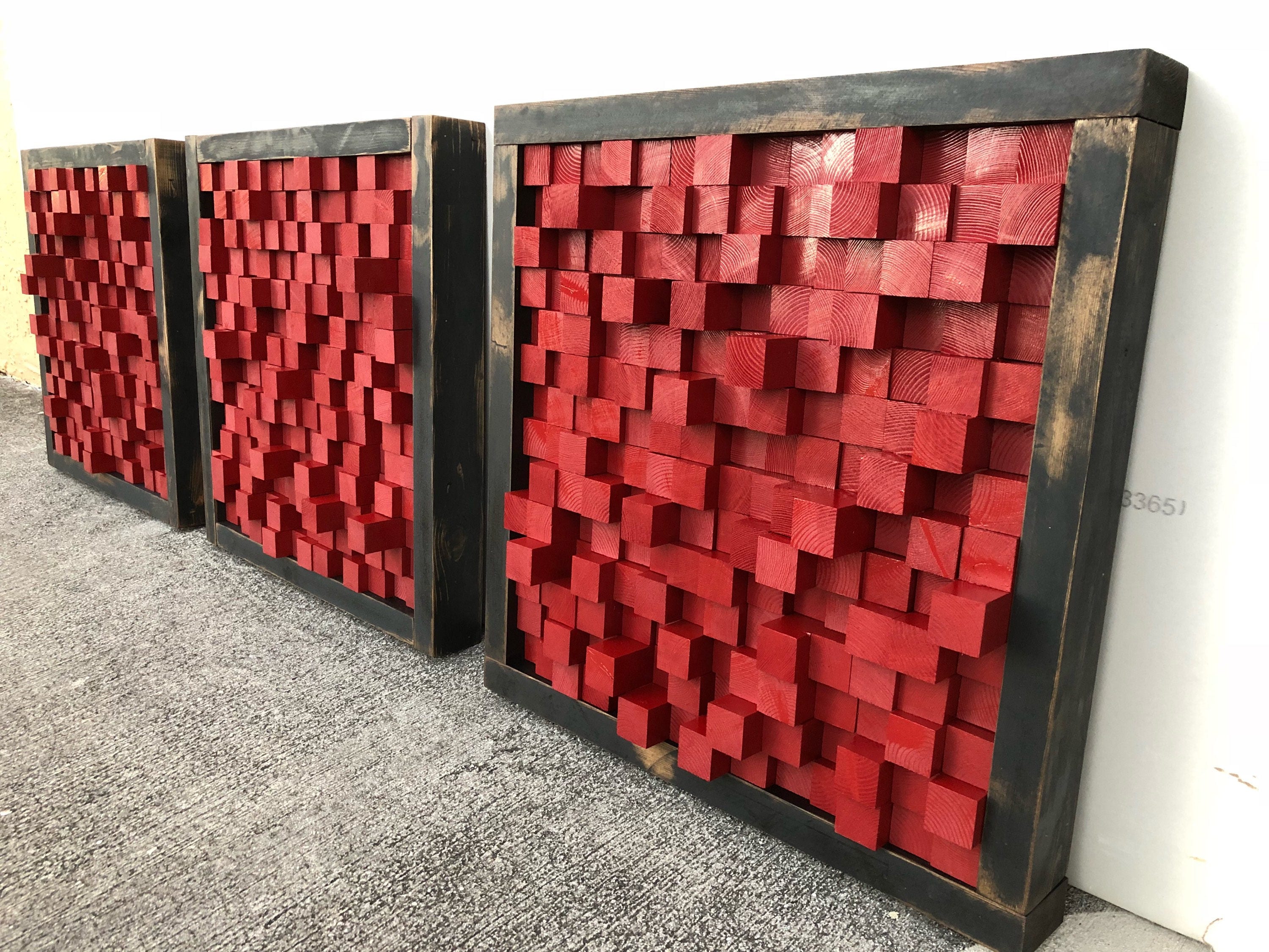 3 Distressed Reclaimed Wood Sound Diffuser Acoustic Panels Etsy