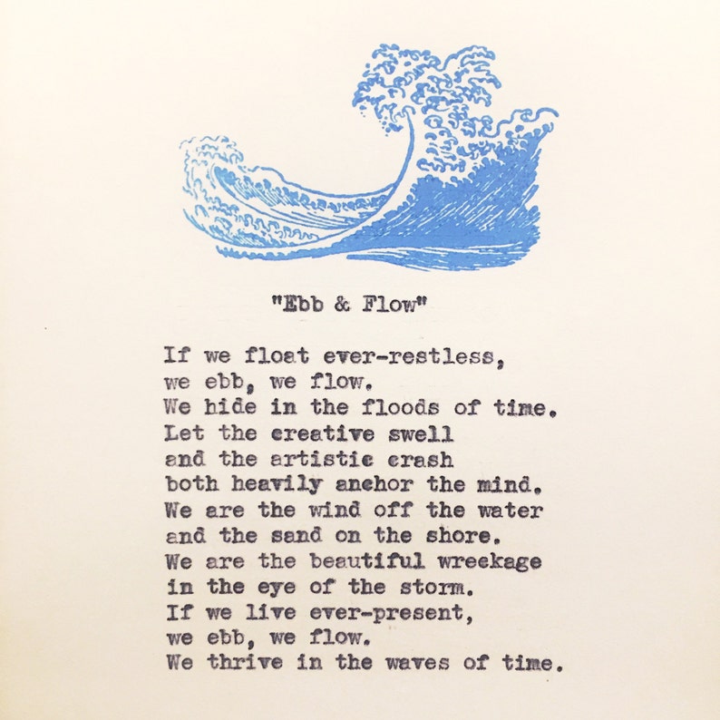 Ebb & Flow. Poetry on antique typewriter. Pre-framed. Gift ideas for birthday, wedding, anniversary, Christmas, newborn baby. image 4