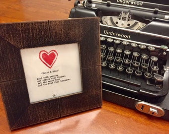 Heart & Mind.   Poetry on antique typewriter. Pre-framed. Gift ideas for birthday, wedding, anniversary, Christmas, newborn baby.