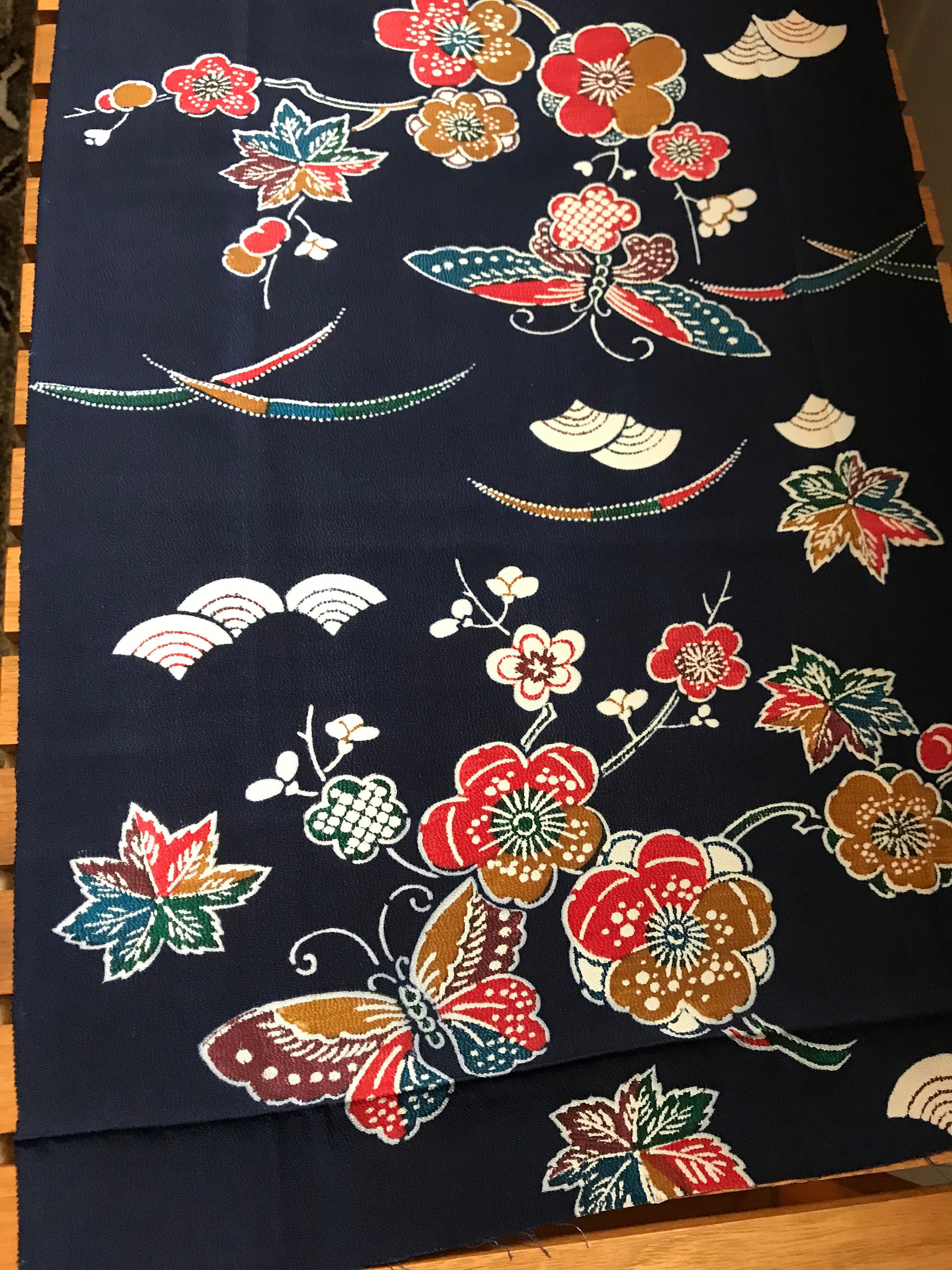 Vintage Japanese Kimono Fabric 100 Silk Etsy