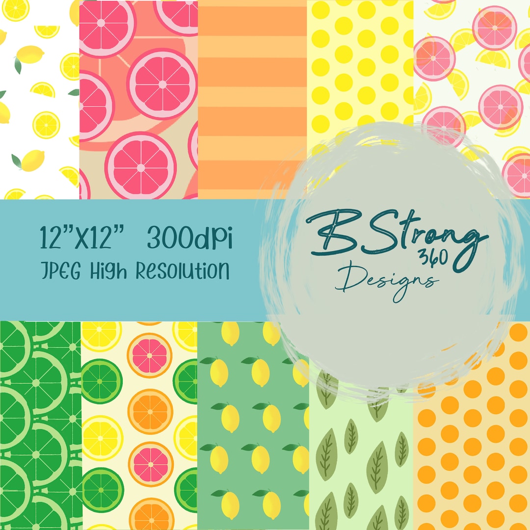 Citrus Digital Paper Pack - Digital Download, JPEG 300 DPI - Etsy