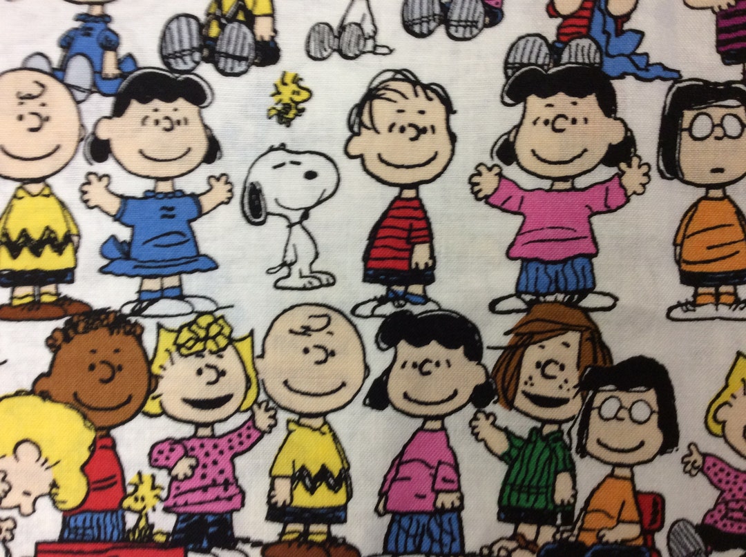 The Gangs All Here/snoopy/peanuts/peanuts Gang/cotton Fabric/ Etsy